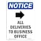 Signmission OSHA Notice, 7" Height, All Deliveries To Sign With Symbol, 7" X 5", Portrait OS-NS-D-57-V-10098 - alternate 1